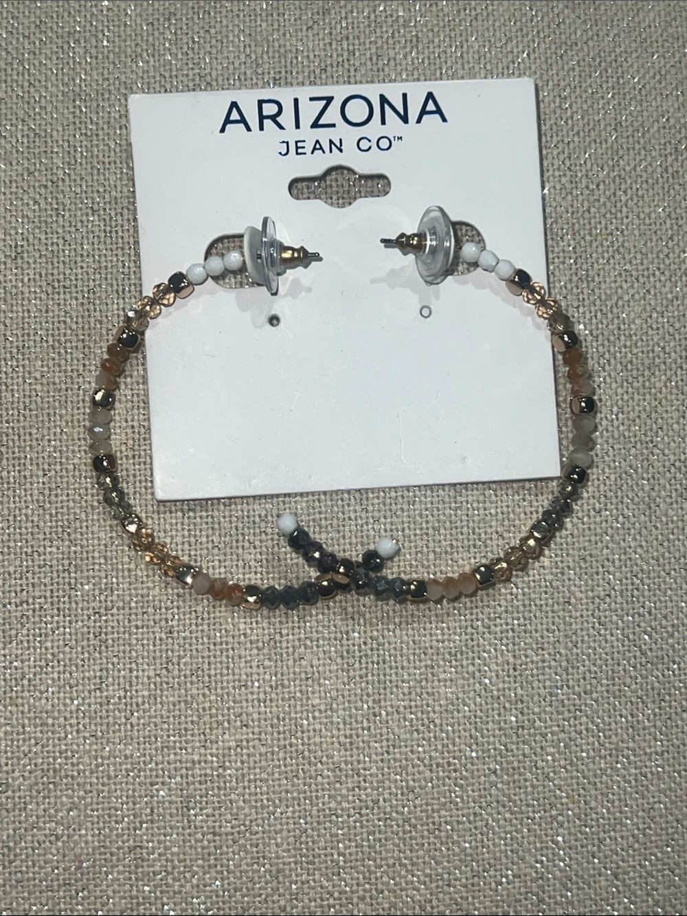 Arizona Jean Company Beaded Hoop Earrings - White, Gold, Black